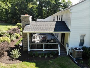 A-frame roof with pre-finished wood ceiling and wood burning fireplace &#8211; Downingtown PA