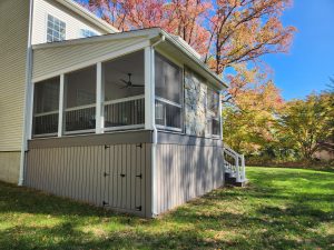 Screen room with sloped style roof and gas fireplace &#8211; West Chester PA