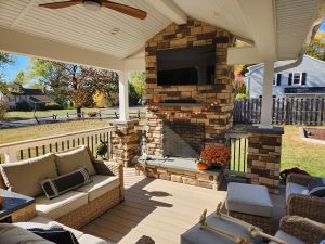 Covered deck with wood burning fireplace &#8211; Blue Bell PA