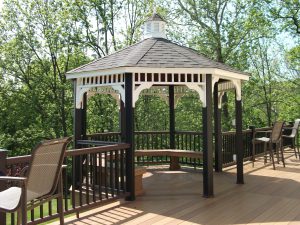 Custom Gazebo with Black Radiance posts and white Vinyl trim and Cupola &#8211; Landenburg PA