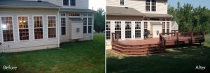 Timbertech PVC redland Rose deck with double Morado border, matching Decks R Us railing &#8211; Garnet Valley PA